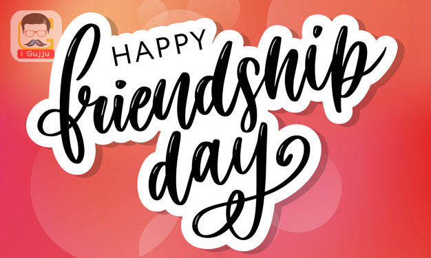 Vector illustration of hand drawn happy friendship day felicitation in fashion style with lettering text sign and color triangle