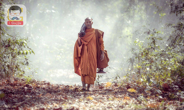 The monks were hiking in the morning.