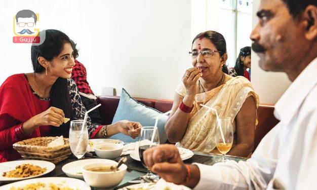 Family having Indian food